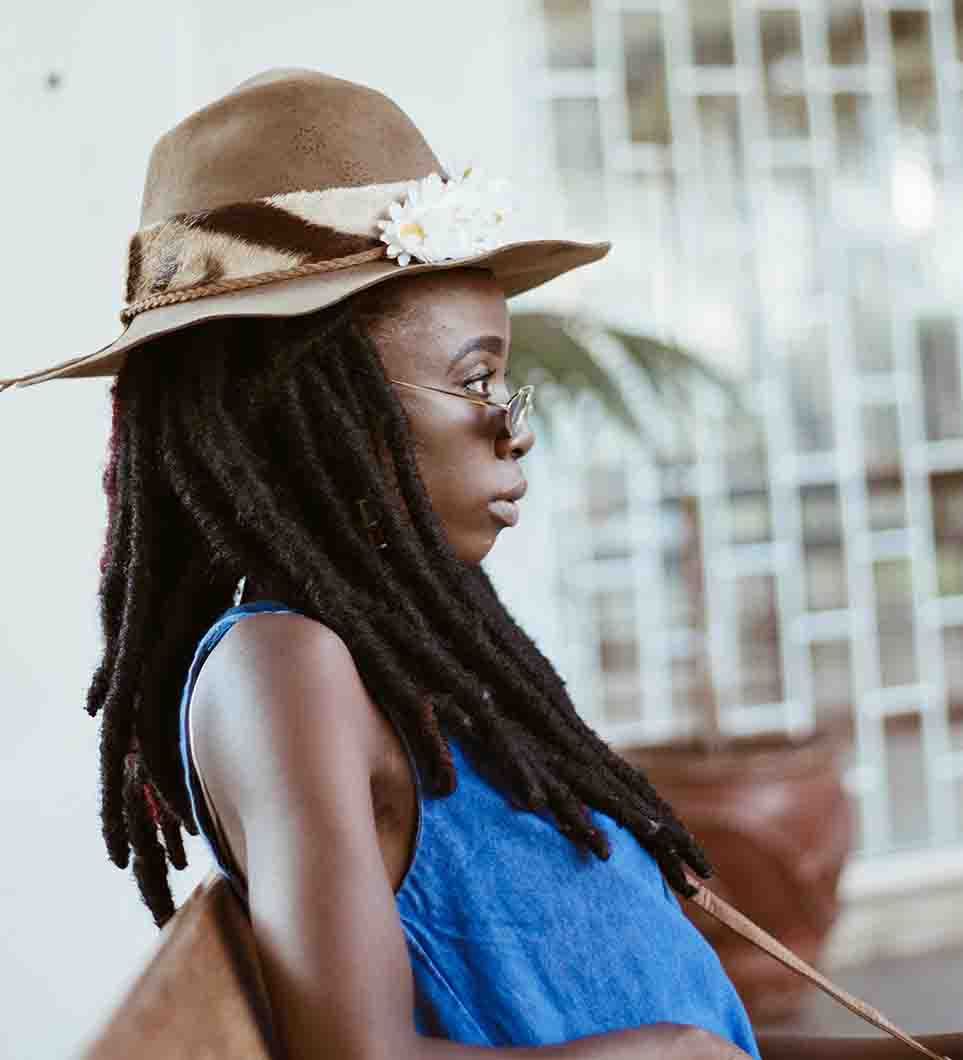 Woman with dreadlocks
