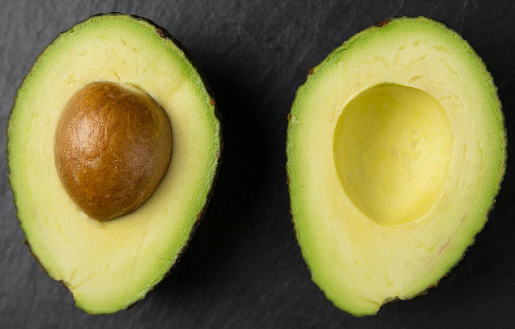Avocado cut in half