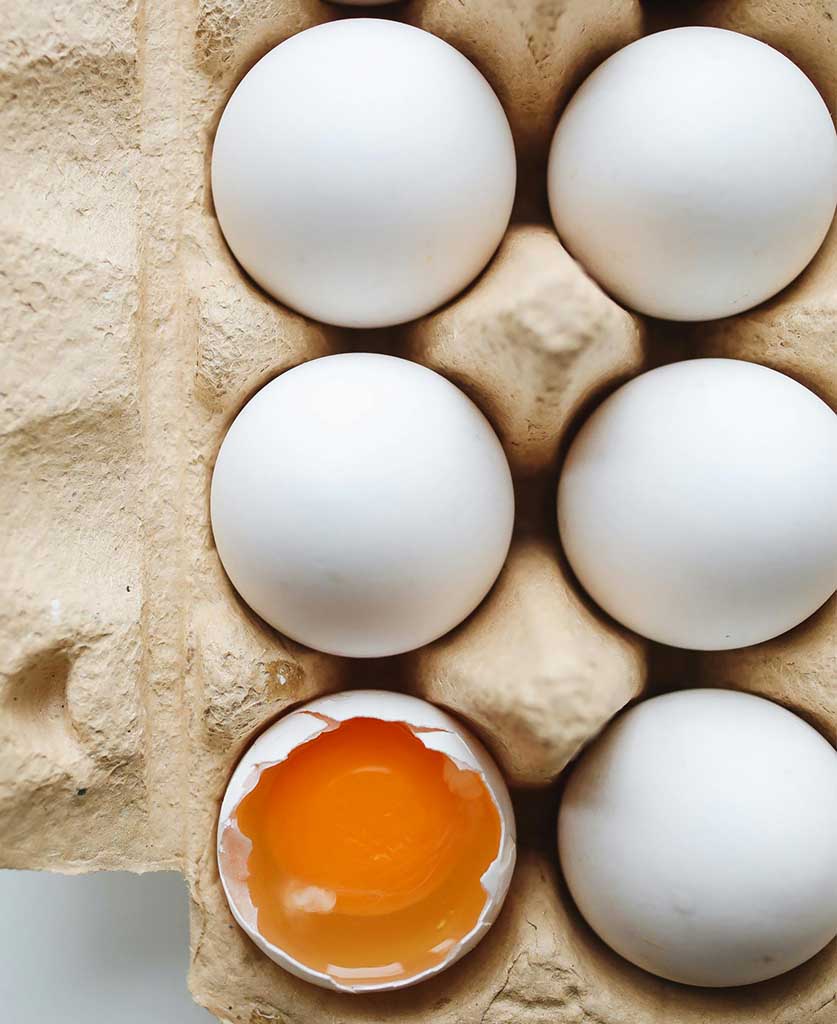 Eggs in egg tray to show protein treatment for hair
