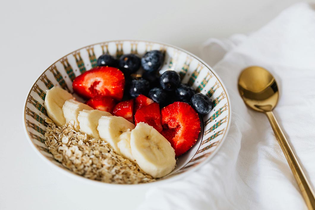 Oat, nuts & berries in a bowl