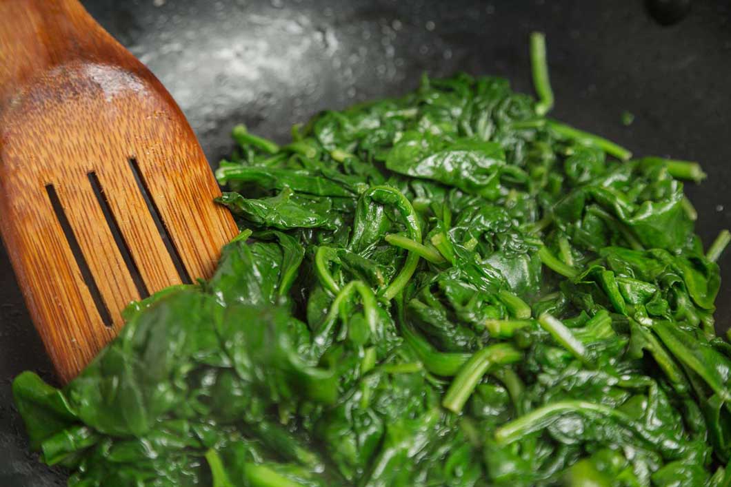 Spinach in a saucepan 
