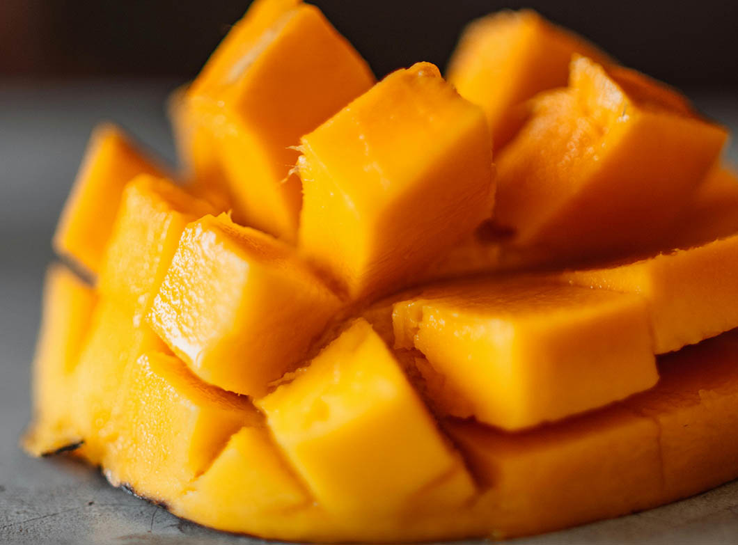 Cut mango pieces