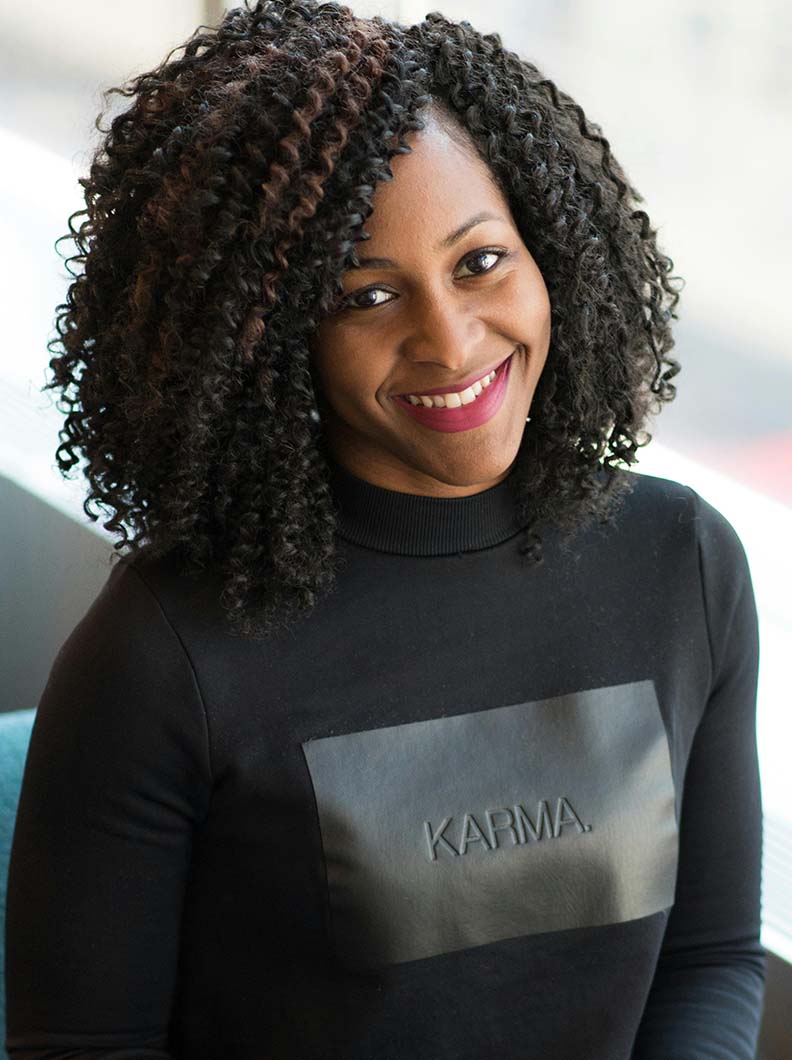 Woman with a heart-shape wearing a wig